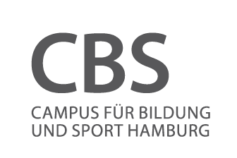 Logo der CBS (Campus f&uuml;r Bildung und Sport Hamburg) mit stilisierten B&uuml;chern und einem geschwungenen Element in Rot und Grau.