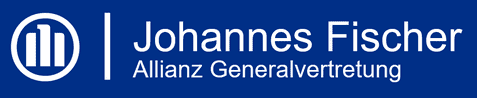 Logo der Allianz Generalvertretung von Johannes Fischer auf blauem Hintergrund.